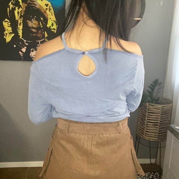 Arizona jeans cold shoulder blue top size L - Picture 2 of 10